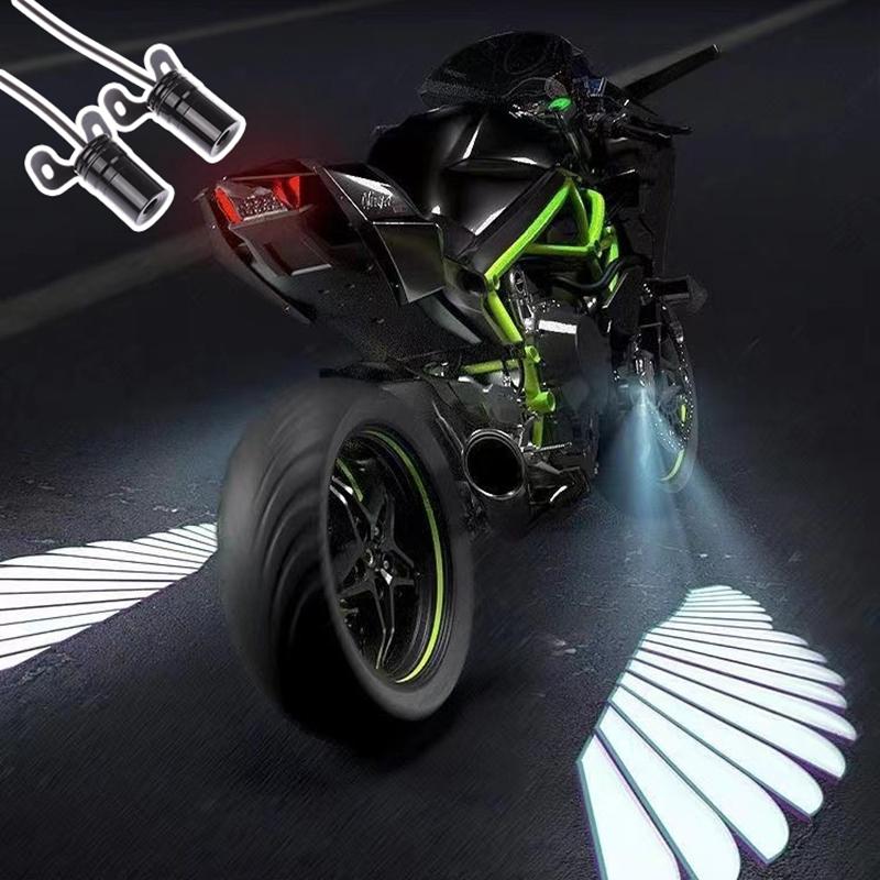 2 Stück Antikollisions-Laserlicht Motorrad Engelsflügel LED Projektionslicht Elektroauto Straßenmodifikation Willkommensdekoration