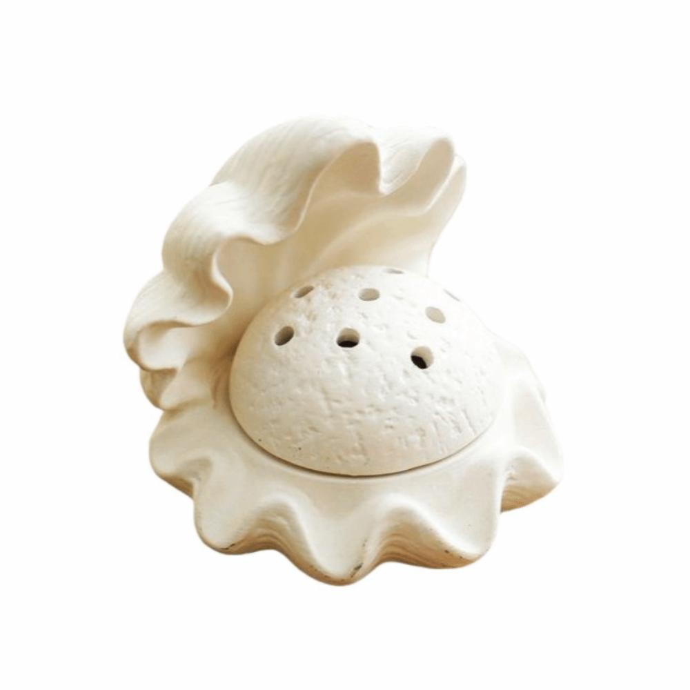 

Scallop Shape Aromatherapy Burner Exquisite Mosquito Incense Holder Mosquito Coil Tray Meditation білий