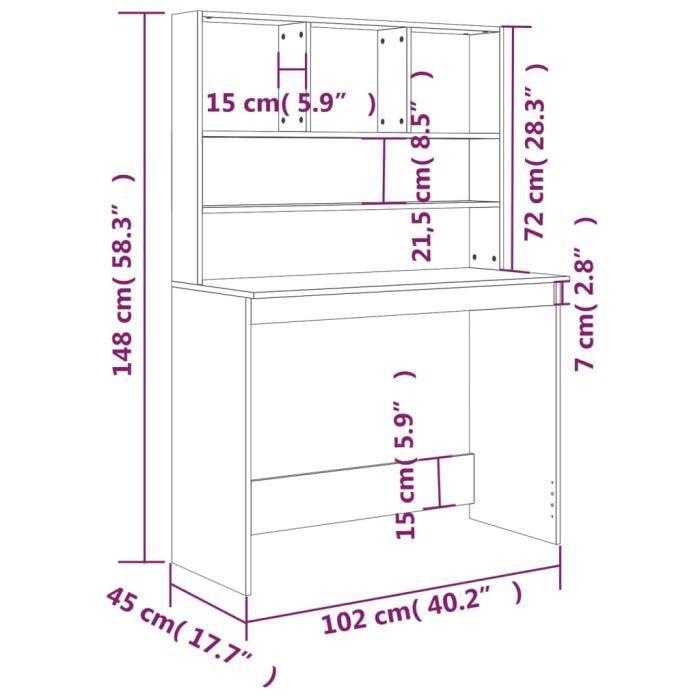 VidaXL Desk with Shelves Concrete Grey 102x45x148 Cm Engineered Wood 823004