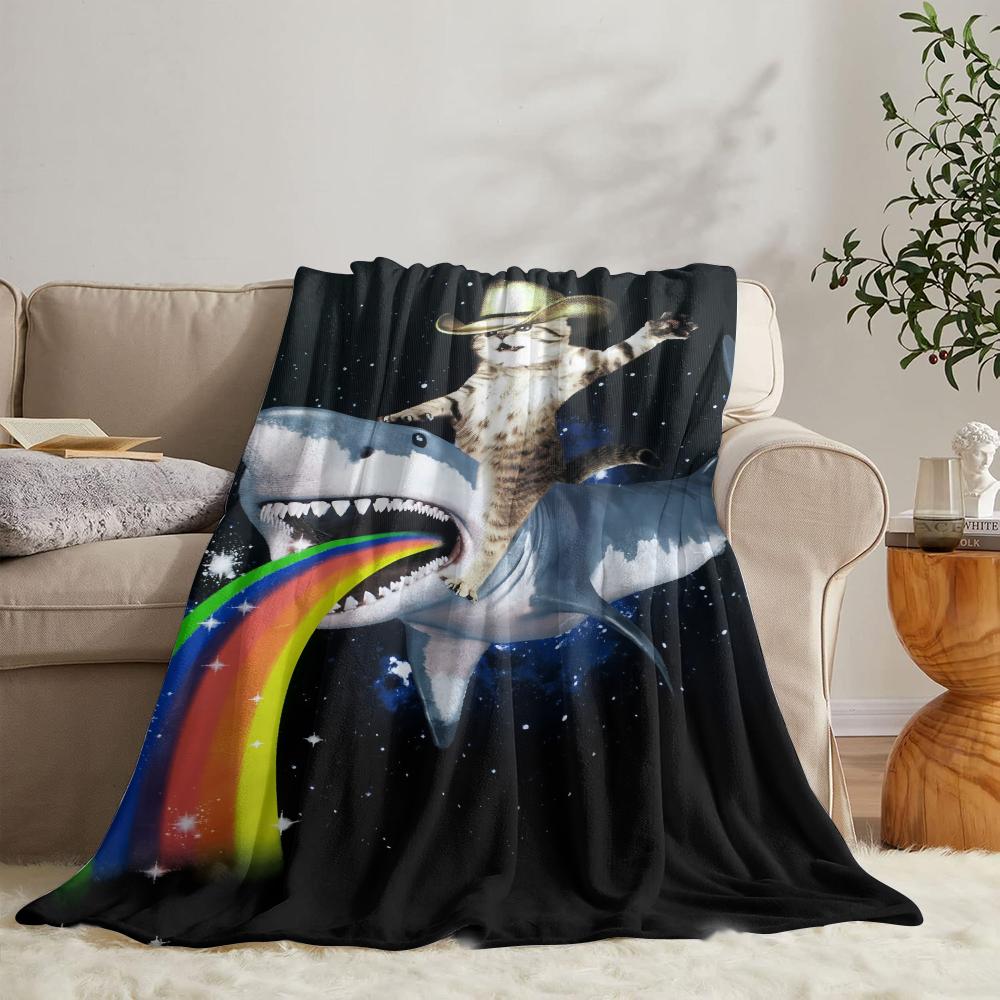 GUOYU Blanket Internet Meowl Cat Owl Meme Throw Soft Flannel Throw Summer Blanket Lightweight Cozy Nap Blanket for Sofa Bed Travel