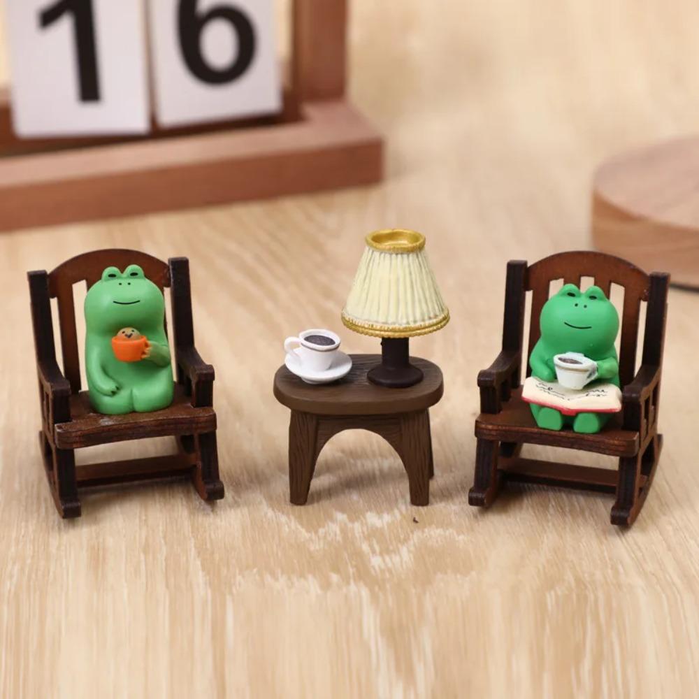 Cute Resin Frog Ornament Handcrafted Mini Rocking Base Home Desktop Bookshelf DIY Pastel Home Desktop Delicate Resin Ornament