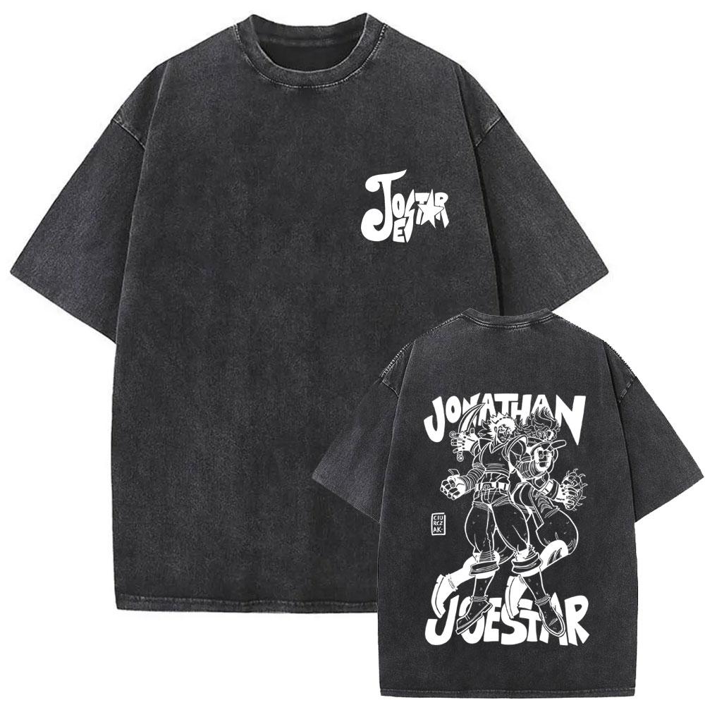 Washed Vintage Anime JoJos Bizarre Adventure Kujo Jotaro Graphic Tshirt Unisex Casual Oversized T Shirt Unisex Cotton Tshirts S