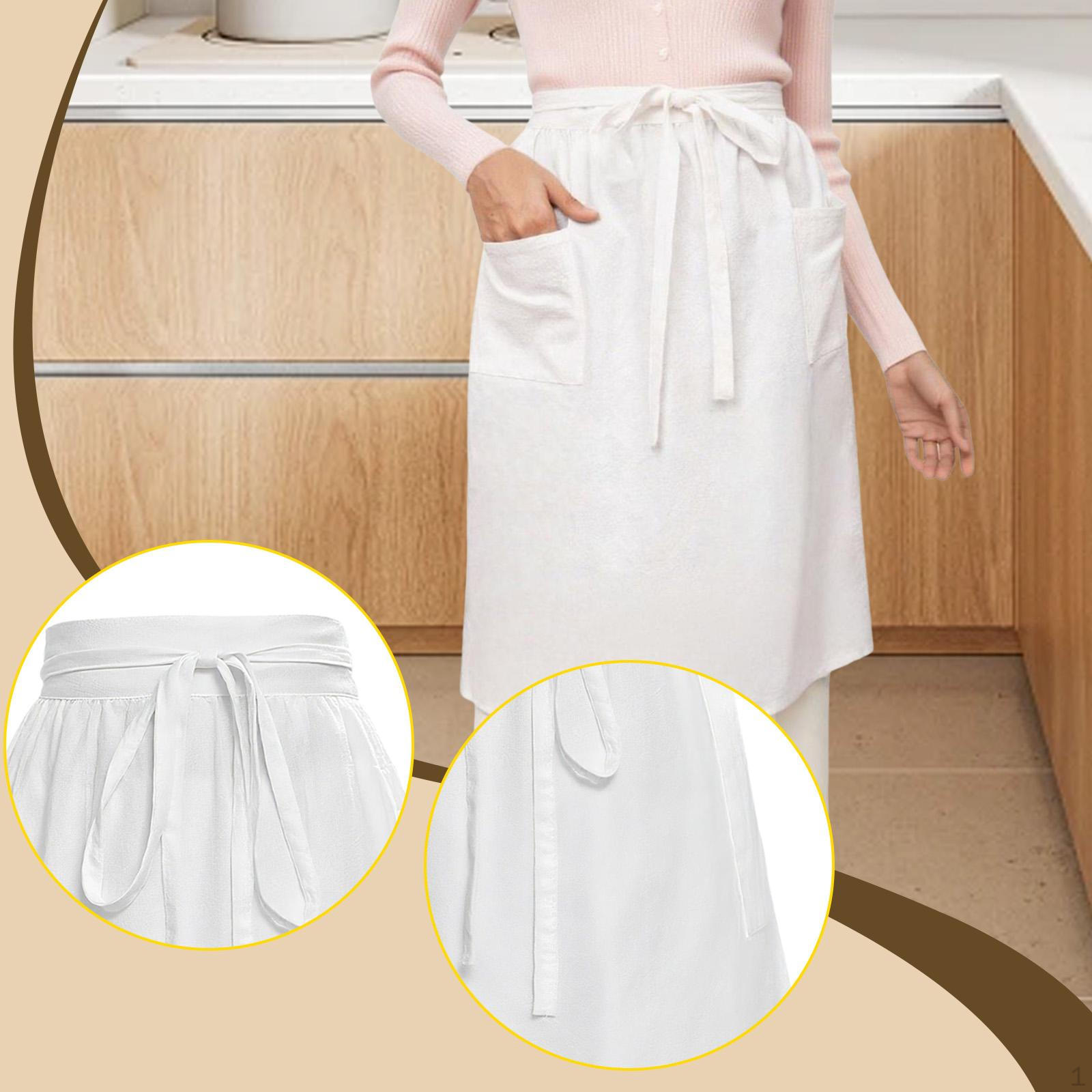 

Белый длинный фартук костюм горничной яркий цвет оборки однотонный с карманами талия для официанта