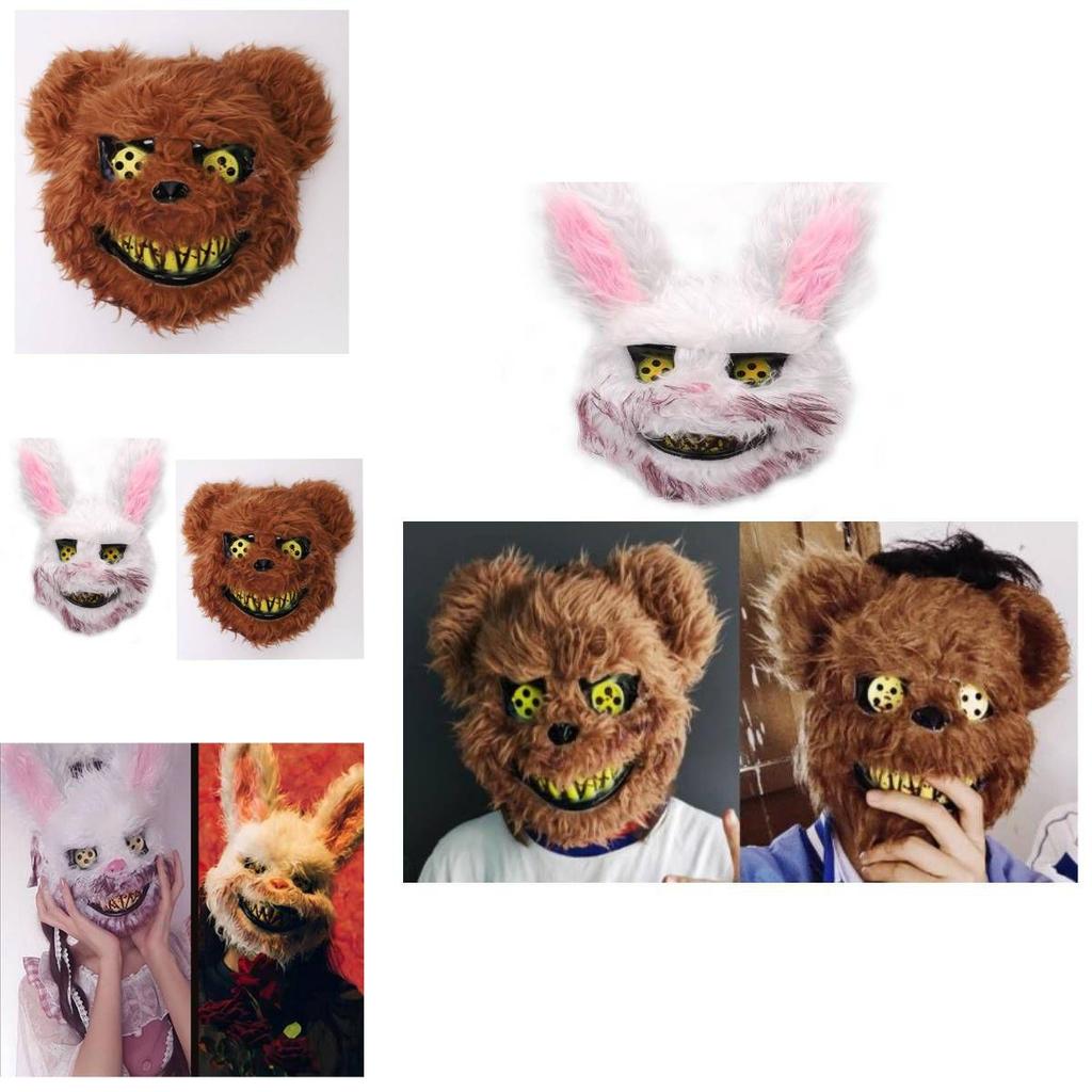 Halloween Creepy Bloody Bear Rabbit Mask For Cosplay Party Performance