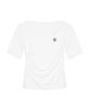 Nigaennikol Half Shirring Drape Boat Neck Top_White