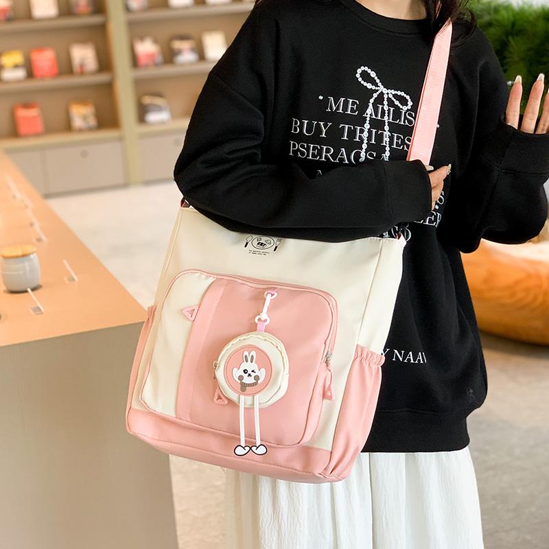 Color Block Tote Bag Women's Shoulder Bag Student Large Capacity Crossbody Bag