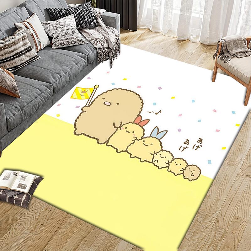 Sumikko Gurashi2 Flannel Pattern Square Carpet,Area Rug,Carpet Rug for Living Room Bedroom Sofa Playroom Decor,Non-slip Floor Mat