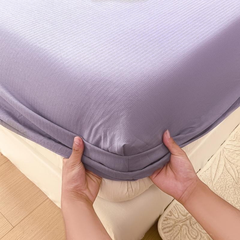Baumwoll-Spannbettlaken Einfarbig mit Gummizug Rutschfest Verstellbarer Matratzenbezug für Doppel-, King-, Queen-Bett 150x200 200x220cm