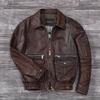 Chaqueta de cuero genuino vintage de tamaño chino para hombre, traje de vuelo de la Fuerza Aérea de piel de vaca auténtica, chaqueta de piloto A2, chaqueta de bombardero