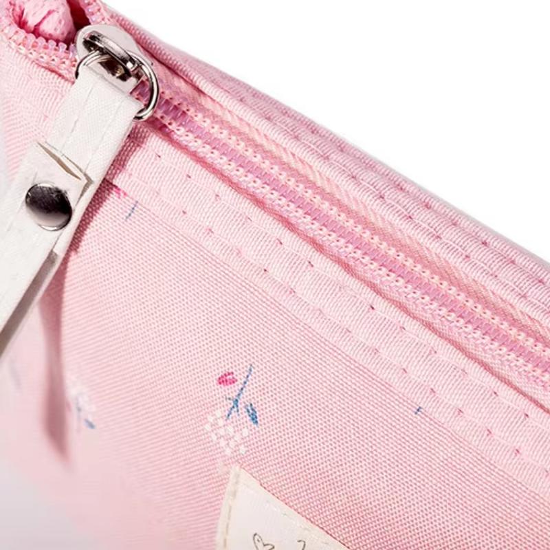 Stylish Printed Canvas Cosmetic Bag with Zipper Travel Toiletry Organizer Pouch for Women Hand Catch Storage Bag 17 11.5 Cm