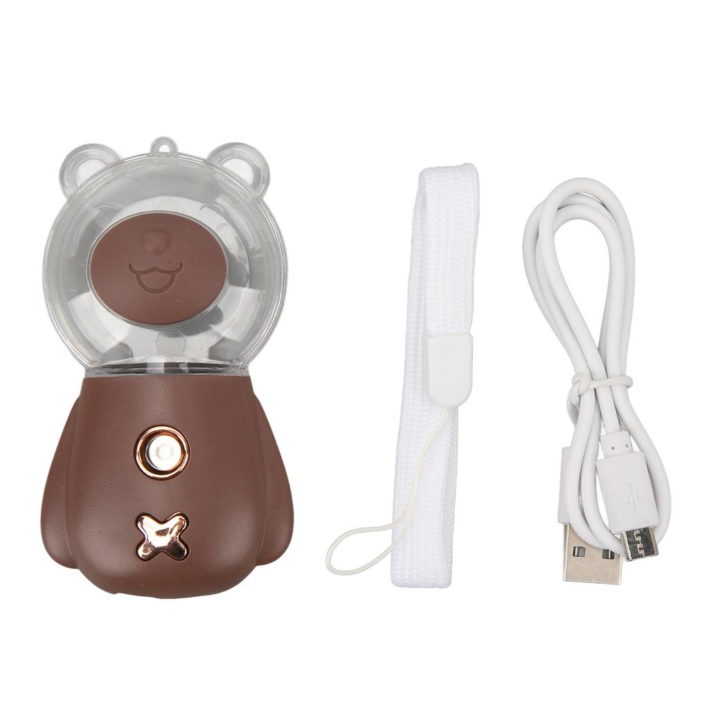 Nano Mist Sprayer Cute Bear Shape 300ML USB Humidifier Skin Moisturizing Facial Mister with Timing Brown