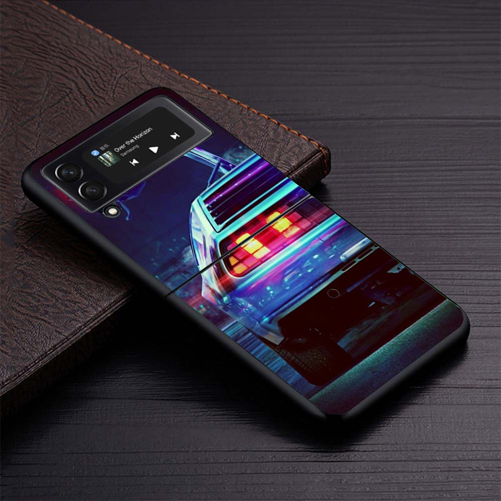 Back To The Future Time Machine Phone Case For Samsung Galaxy Z Flip3 Flip4 Flip5 Flip6 Flip7 For Z Flip 7 6 5 4 3 5G Hard Foldi
