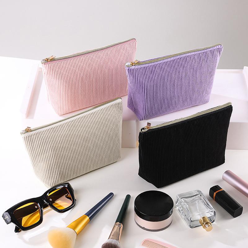Corduroy Makeup Bags Large Capacity Multi Purpose Cosmetic Storage Bag Portable Travel Organizer for Ladies