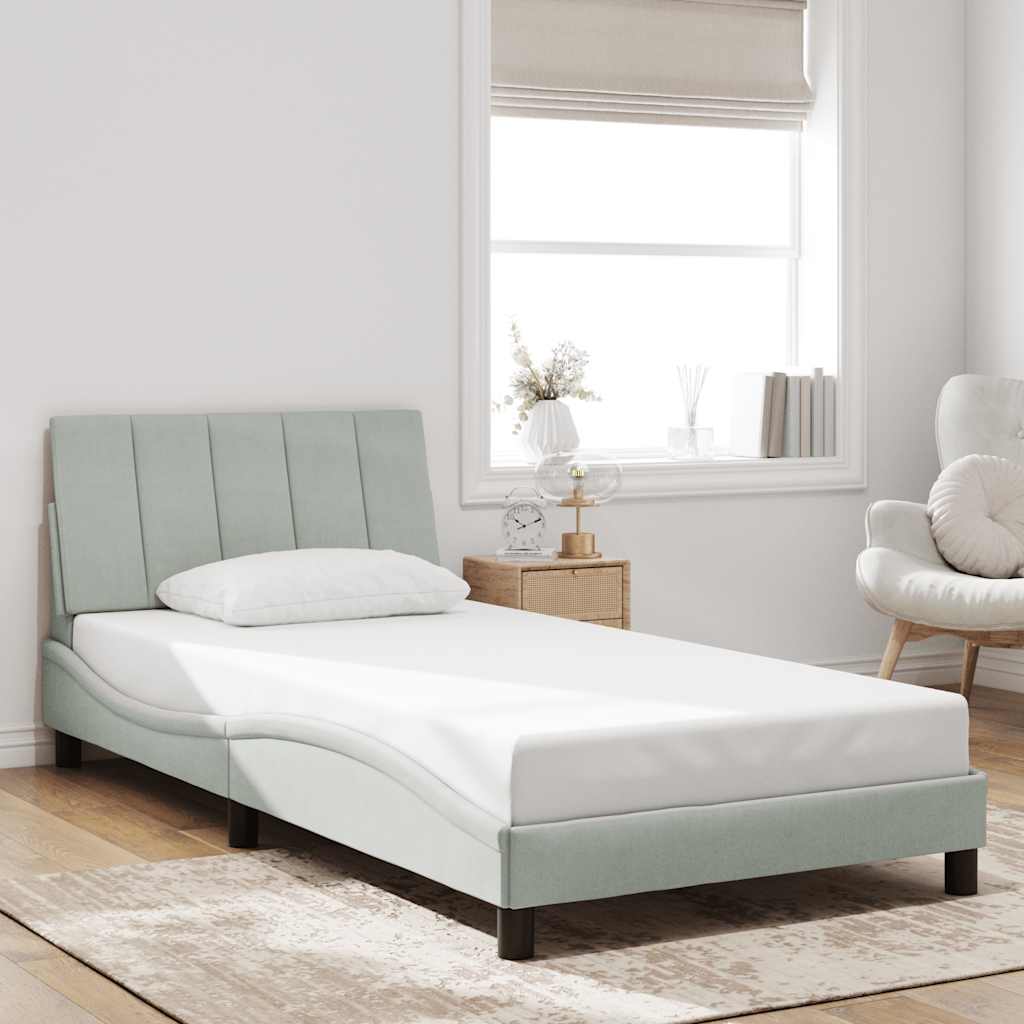 Bed Frame without Mattress  Hanko  Light Grey 100x200 cm Velvet