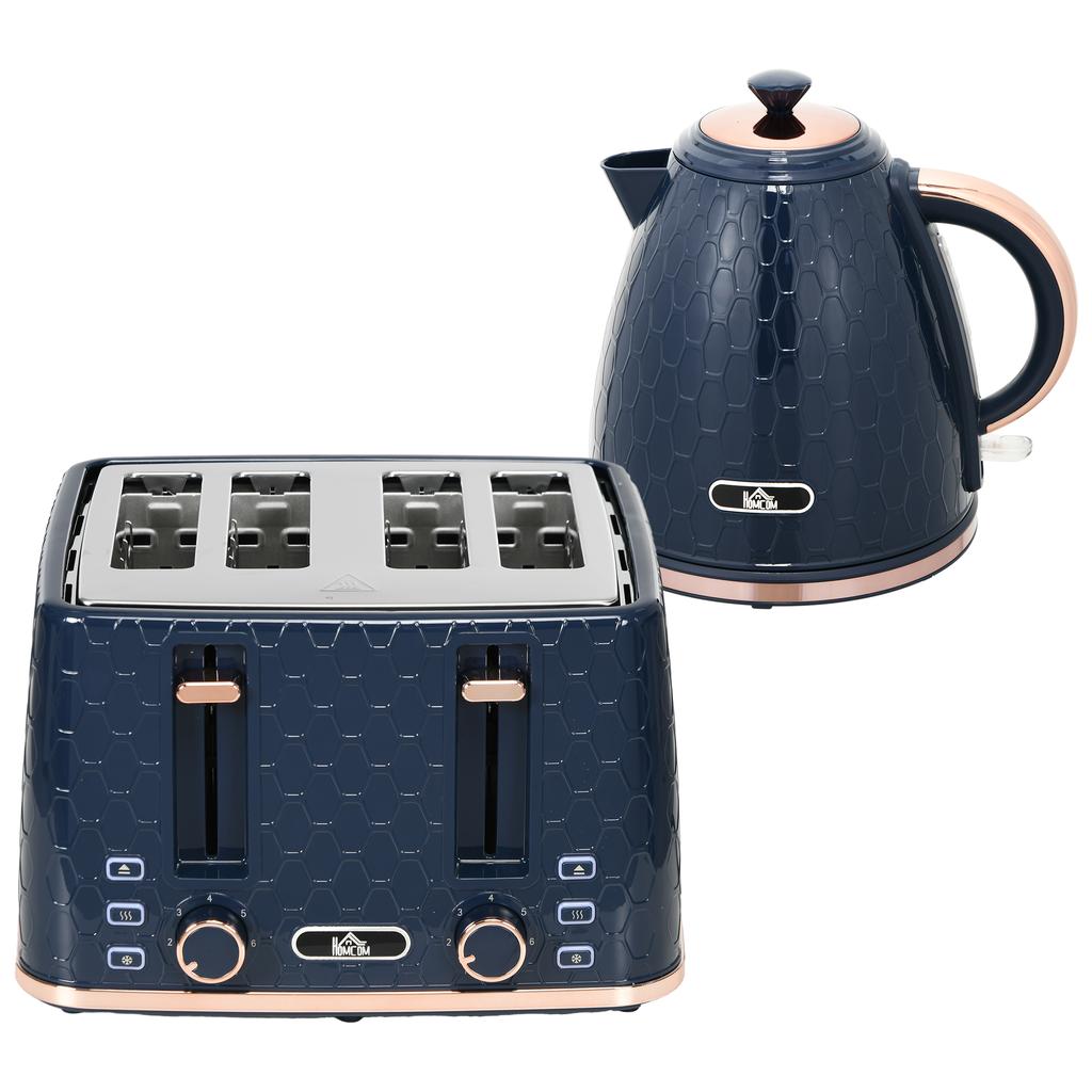 Kettle and Toaster Set, 1.7L 3000W Fast Boil Jug Kettle with Auto Shut Off, 4 Slice Toaster with 7 Level Browning Controls & Crumb Tray