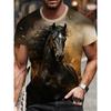Men's Animal Print Top Fashion Versatile Short-sleeved Casual T-shirt Loose Comfortable T-Shirts Men’s