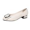 Retro fashion thick heel single shoes women's spring light mouth low heel soft sole versatile solid color leather shoes soft leather