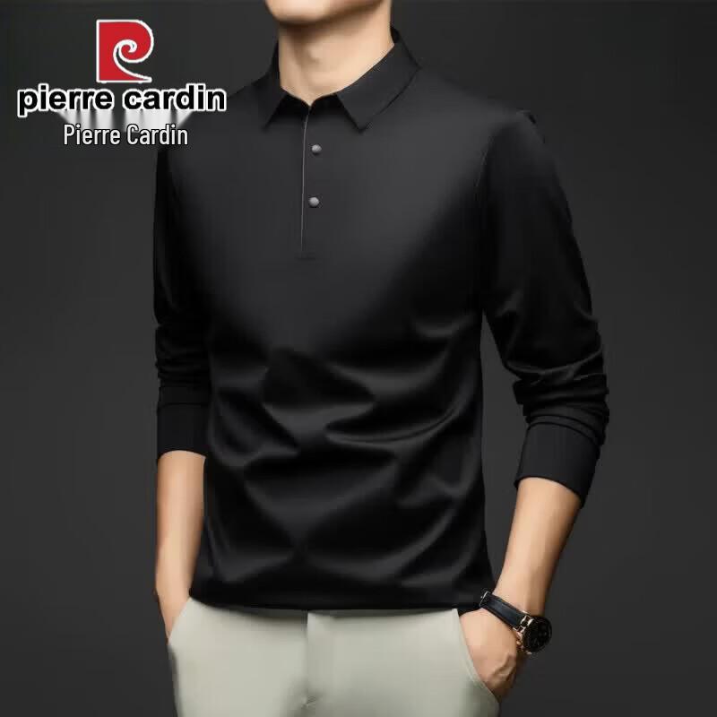 Pierre Cardin Men's Seamless Long Sleeve Lapel Polo Shirt