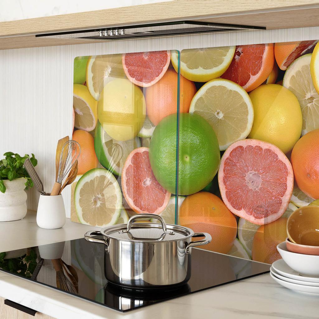 Glass Kitchen Chopping Boards with Citrus Fruit Graphics 2x40x52 cm