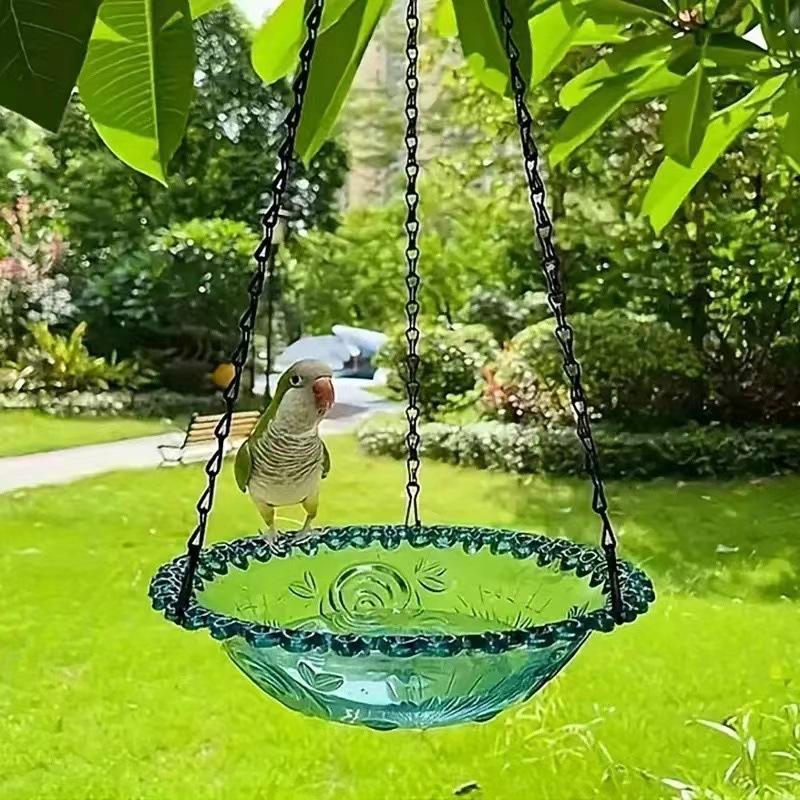 

Hanging Plastic Bird Baths and Feeders for Outdoors Bird Water Bowls and Seed Trays Set Attract Wild Bird Garden Yard Decor Gift