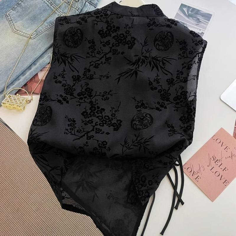 Retro Thin Shirt, Chinese Cheongsam Top, Short-sleeved T-shirt