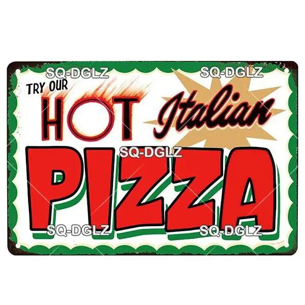 Italienische Pizza Vintage Metallschild Blechschild Vintage Dekoration Man Cave Plakette Hauswanddekoration Bar Schild Heimdekoration Poster