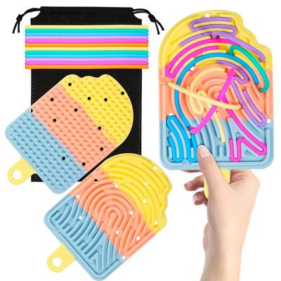 Fidget Toys For Kids 3+ And Adults For Calming, Stress Relief, Anxiety, Quiet, Sensory Activity Board Includes Portable Travel Bag And 12 Ropes