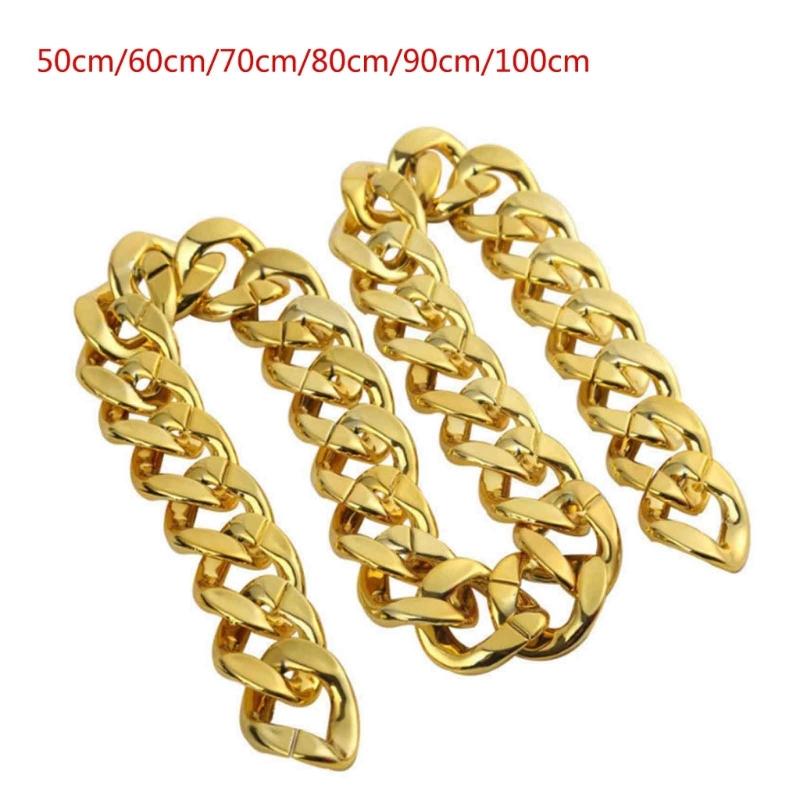 Plastic Big Chunky Chain Necklace 90s Hip Hop Gold Costume Necklace Photography Props Rapper Hip Hop Accessory Jewelry