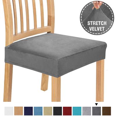 Housses de siège de chaise en velours, amovibles, lavables, anti-poussière, extensibles, en spandex, pour salle à manger, rembourrées
