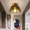Modern Glass Ceiling Lamp Amber Green Glass Hood For Living Room Dining Room Stairwell Bedroom Home LED Decoration Light Fixture