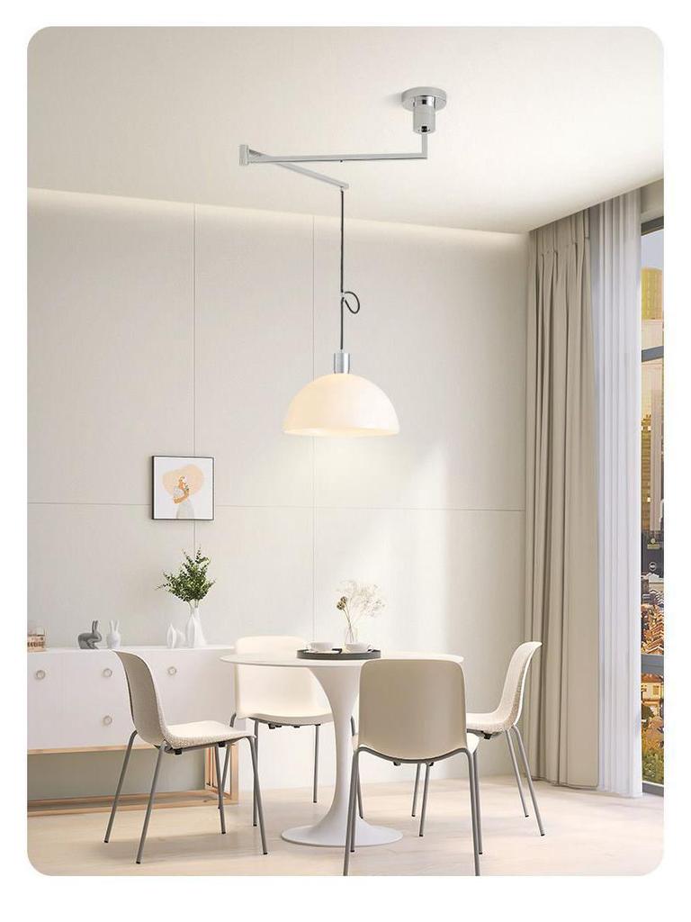 Nordic Creative Rocker Arm Pendant Light - Rotatable Walnut for Study, Kitchen, Bar.