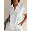 Womens Casual Comfortable Summer Short Sleeve Printed Shirt Daily Street Wear