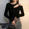 Spring Off Shoulder Tshirt For Women With Embroidered Detailing And Oversize Fit