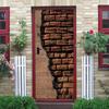Art Wood Door 3d Modern Stickers Wallpaper Retro Style Poster Mural Decorated With Antique Red Brick Wall Door Stickers