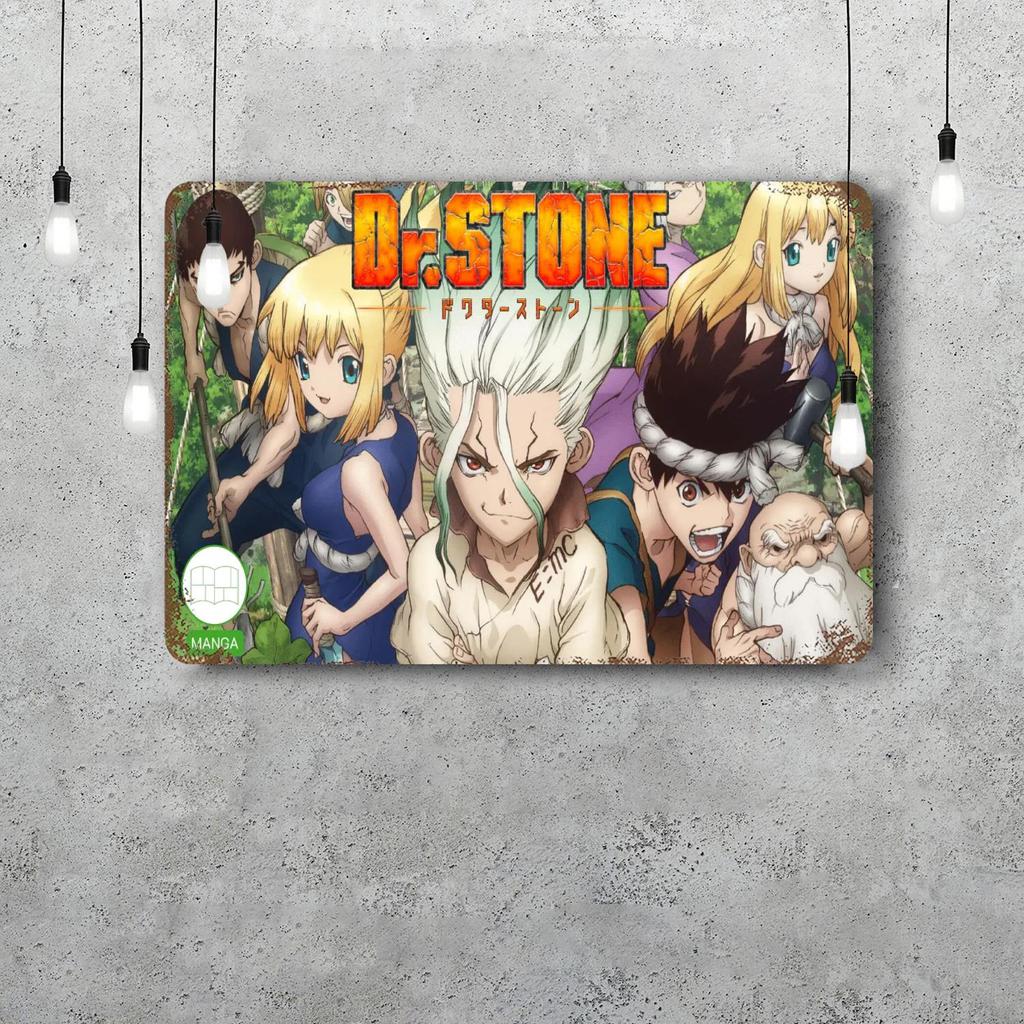 dr stone manga eng anime Decor Poster Vintage Tin Sign Metal Sign Decorative Plaque for Pub Bar Man Cave Club Wall Decoration
