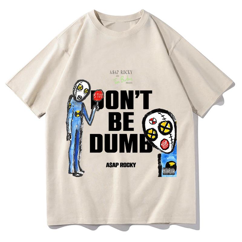 AAP ROCKY Don't Be Dumb Album Trička Unisex Čistá Bavlna Módní Ležérní Estetické Krátký Rukáv Grafické Topy Trička Streetwear