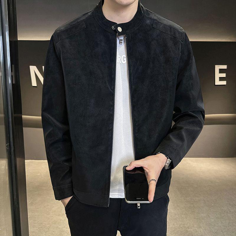 

Men s 2026 Suede Stand-up Collar Workwear Jacket - Versatile for Spring, Autumn, and Winter 3XL чорний