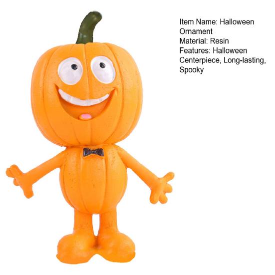 Statuetta Uomo Zucca Decorazione Zucca di Halloween Resina Scultura Zucca Spettrale per Decorazione da Tavolo da Interno Esterno Mensola