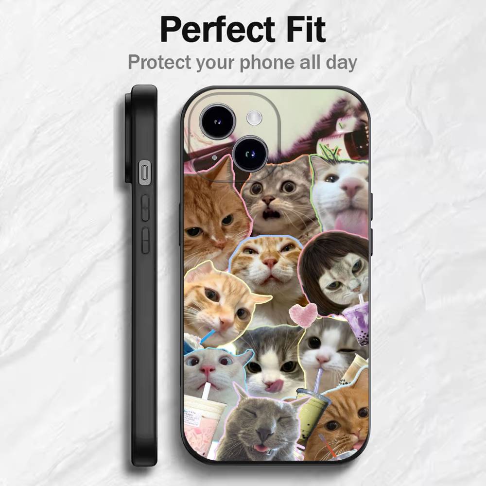 

Colorful Cat Design Phone Case For 17 16 15 14 13 12 11 Mini XS XR X 6S 6 Pro Max Plus Black Soft Cover iPhone16pro