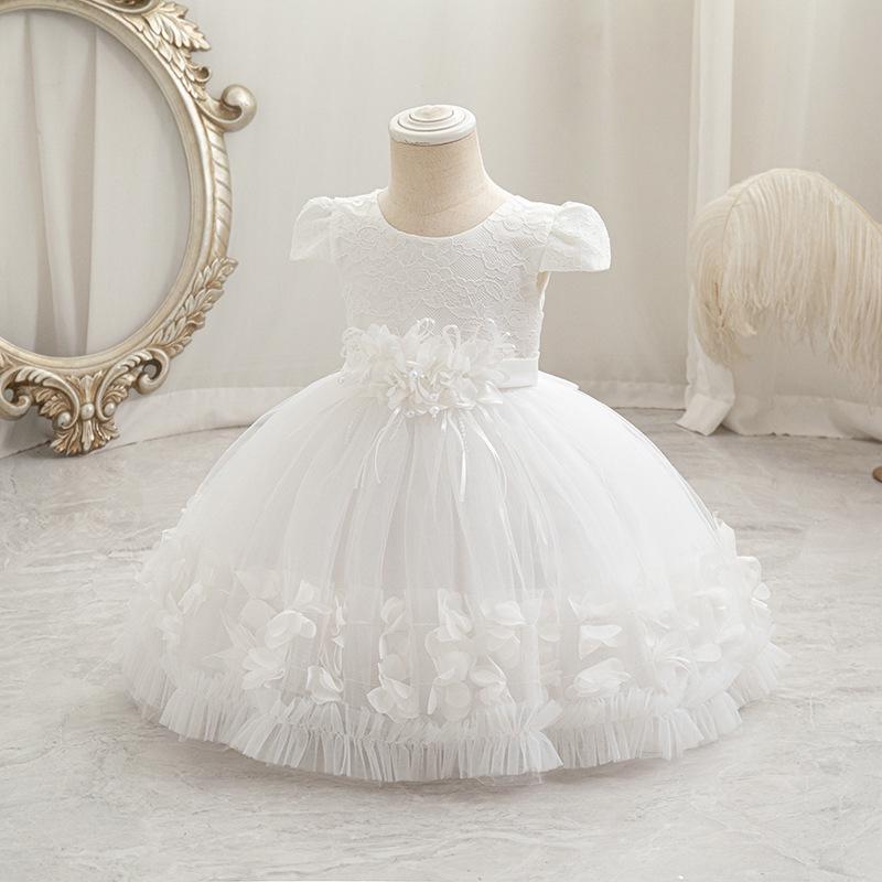 2024 High-Quality Girls' Princess Birthday and Evening Gown with Flowers