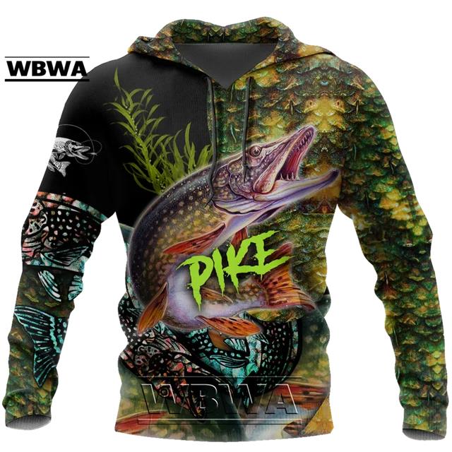 Autumn 3D Fishing Printed Hoodies Fashionable Casual Sports Long Sleeved Men's Hooded Sweatshirts