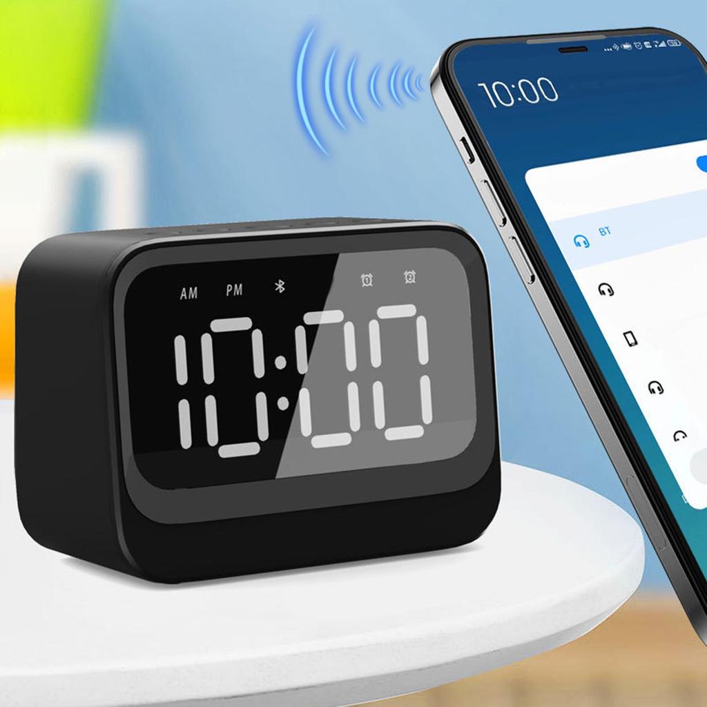Alarm Clock with Speaker Wireless Digital Audio Alarms Wireless Clock Speaker for Home Bedroom Office Living Room Dormitory
