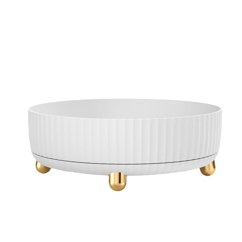 

1pc 360 Degree Rotating Cosmetic Storage Box, Large Capacity Makeup Organizer, Plastic Round Skin Care Products Display Case белый