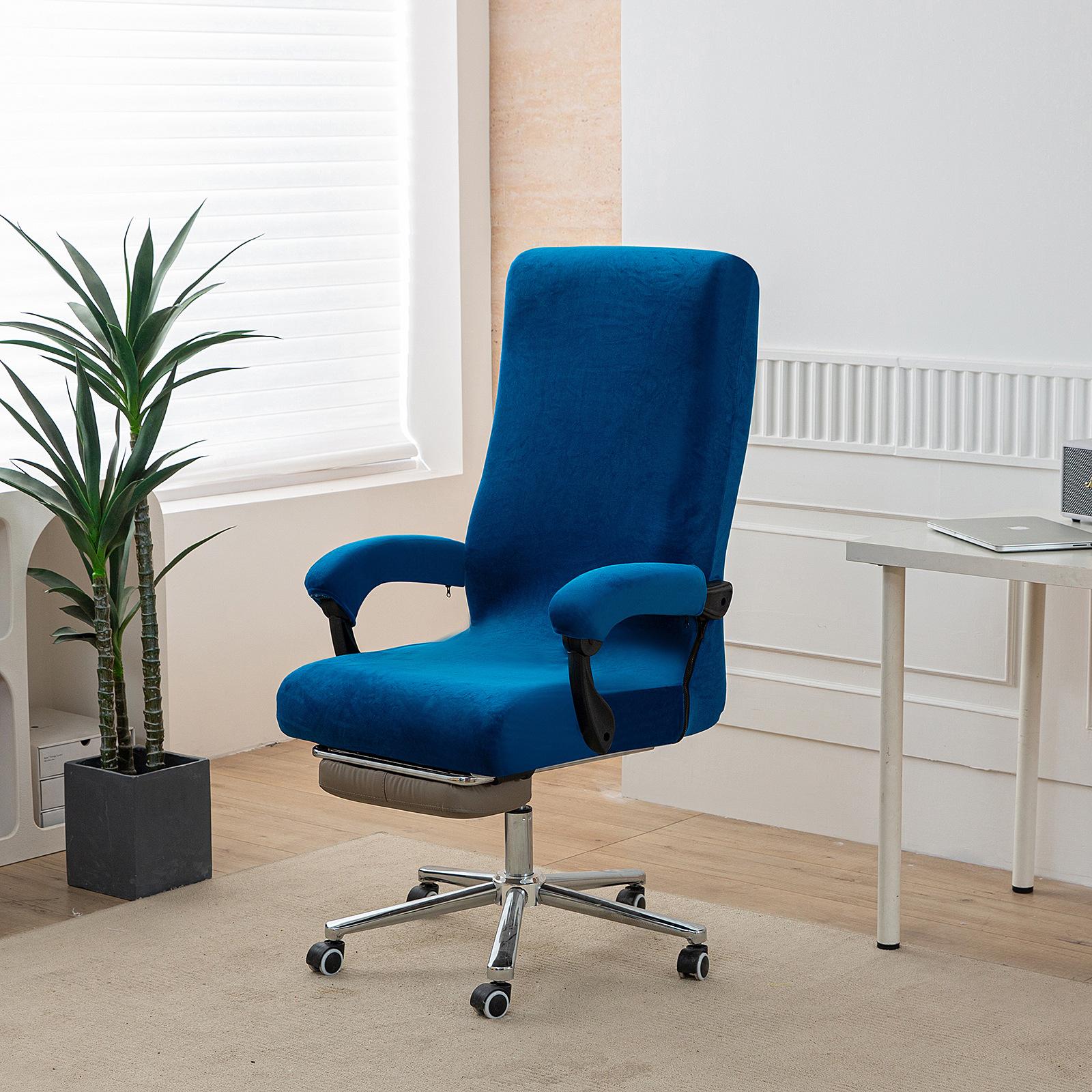 

Thickened Elastic Plush Zipper One-Piece Chair Cover Washable Silver Fox Fleece Chair Cover Boss Chair Cover With Armrest Cover One size