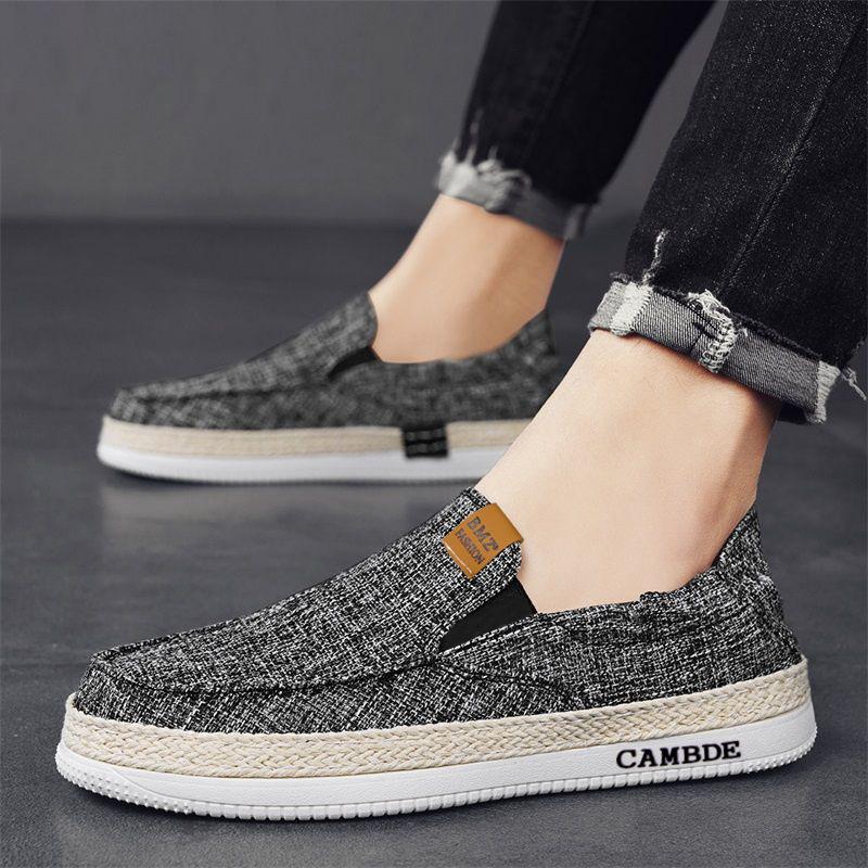 

Мужская обувь мужская парусиновая обувь летняя тонкая мягкая подошва слипоны ленивые повседневные тканевые туфли 39 чёрный