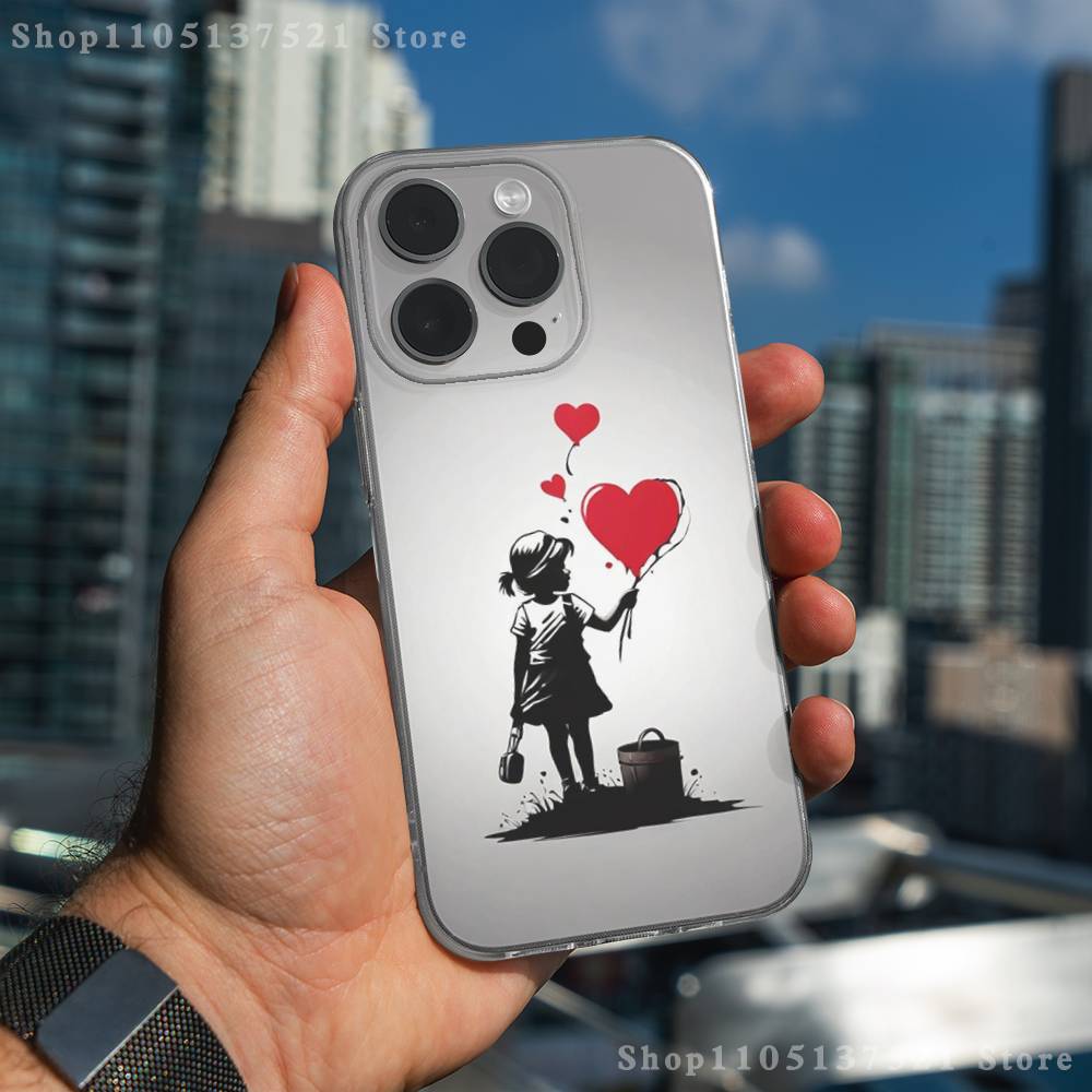 Graffiti B-Banksyes Artist Phone Case For iPhone 17,16,11,15,13,14,12,Air,Mini,Plus,Pro,Max,Plus,E Clear Soft Shell