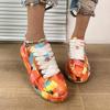Sportschuhe mit Graffiti-Print für Damen, modische Plateau-Sneaker mit Schnürung und niedrigem Oberteil, lässige Skateschuhe