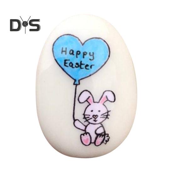

Пасхальний кишеньковий заєць, камінь, мультяшний кролик, візерунок, смола, галька, подарунок на пам’ять про Великдень для друзів родини, однокласників ціан