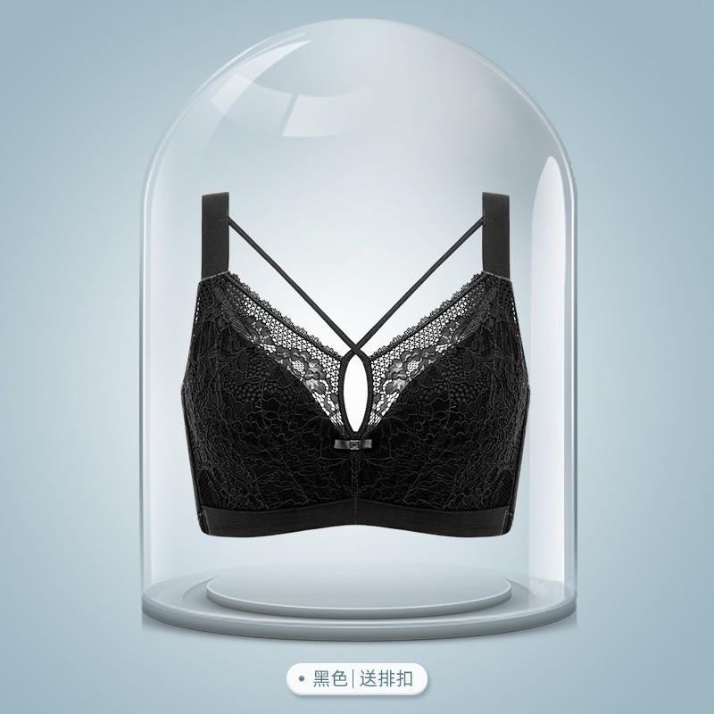 

Тонкое нижнее белье большого размера на лето, женская большая грудь показывает маленькие бюстгальтеры без косточек, собирает вместе, поддерживает вторичную грудь, бюстгальтеры, против обвисания 34/75B чёрный