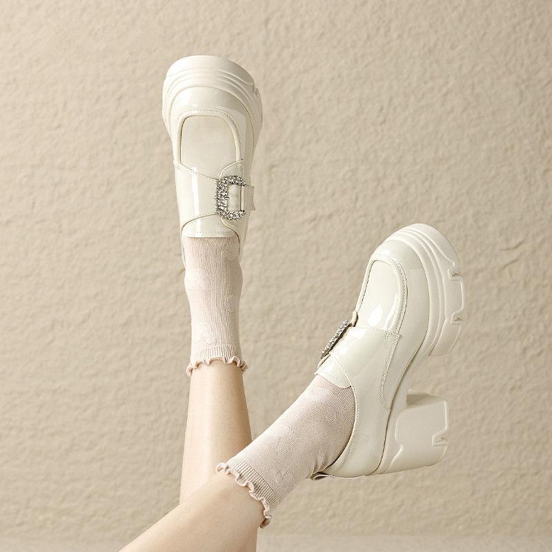 Fashion Fashion Round Toe Flat Leather Thick-soled Womens Loafers 2025 Casual Solid Color Platform Women's Flat Shoes Zapatillas Mujer